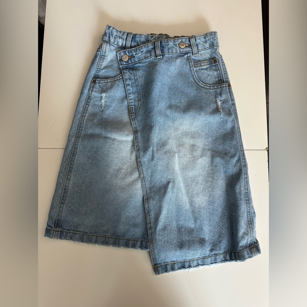Girls denim midi skirt